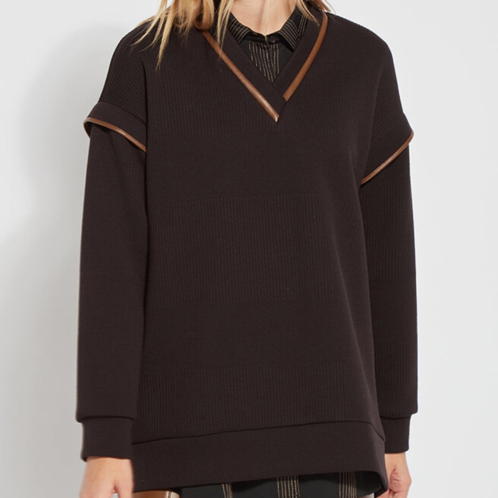 Lyssé Womens Ribbed Knit Convertible Sweatshirt
